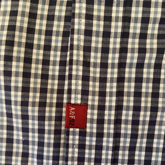 Abercrombie &Fitch Muscle Short Sleeve Men’s Button Down Shirt Size L Blue Plaid - Picture 5 of 8